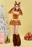 Christmas Reindeer Costume Furry Kawaii Xmas Elk Top Bodysuit and Skirt Set with Leg Warmers