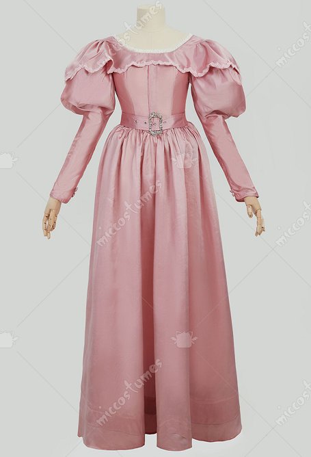 Medieval Renaissance Costume Romantic Vintage Dress Puffy Sleeve Pink Dress with Belt