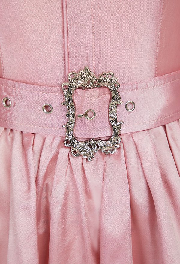 Medieval Renaissance Costume Romantic Vintage Dress Puffy Sleeve Pink Dress with Belt