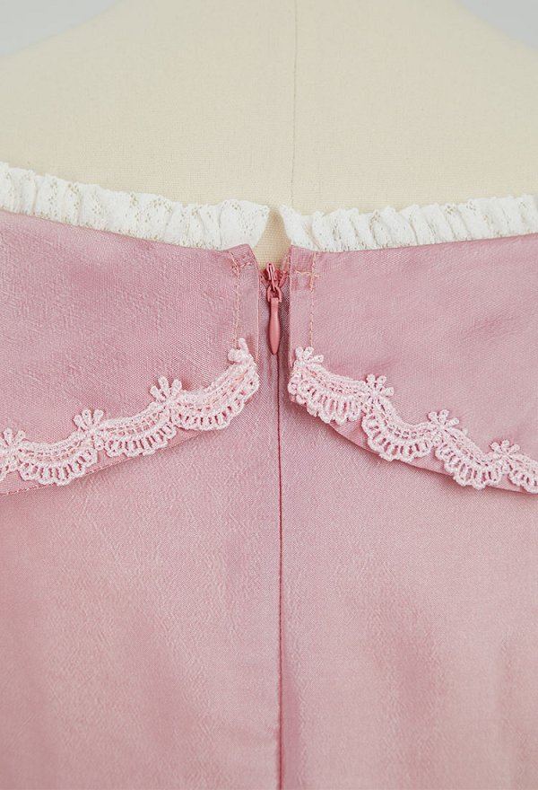 Medieval Renaissance Costume Romantic Vintage Dress Puffy Sleeve Pink Dress with Belt