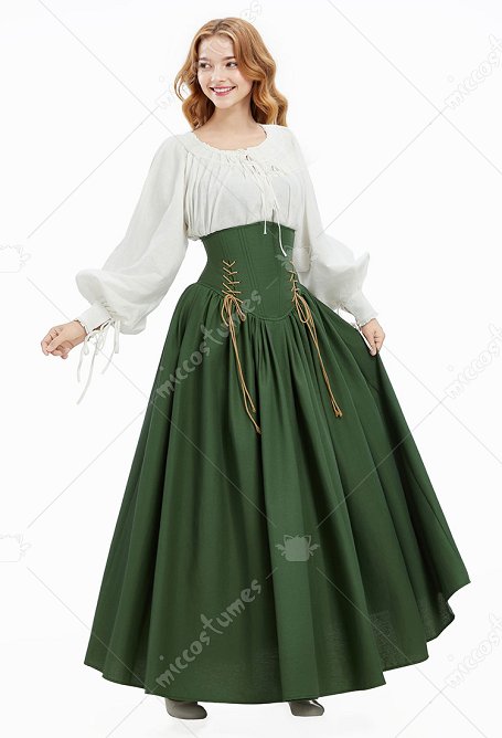 Costume médiéval Renaissance Robe corsetée de style victorien taille haute de l'époque édouardienne