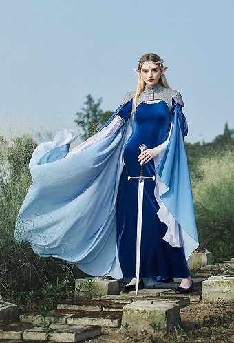 Mittelalterlicher Schal Elf Elfenstil Farbverlauf und Retro Weste Schleppe Kette