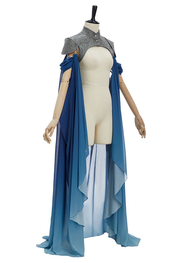 Medieval Gradient Blue Elf Style Shawl Retro Waistcoat And Train With Chain Medieval Gradient Blue Elf Style Shawl Retro Waistcoat And Train With Chain