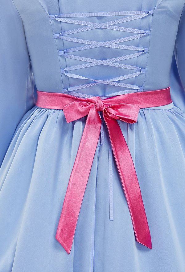 Fairy Godmother Cosplay Costume Sweet Style Suit Blue Pink Dress and Cape with Belt and Bow
