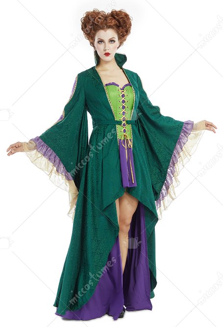 Medieval Fantasy Witch Outfit Off-shoulder Asymmetrical Corset Dress with Coat and Belt