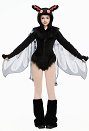 Halloween Traje de cuerpo con capucha de Polilla traje de cuerpo peludo de estilo oscuro con alas y cuello
