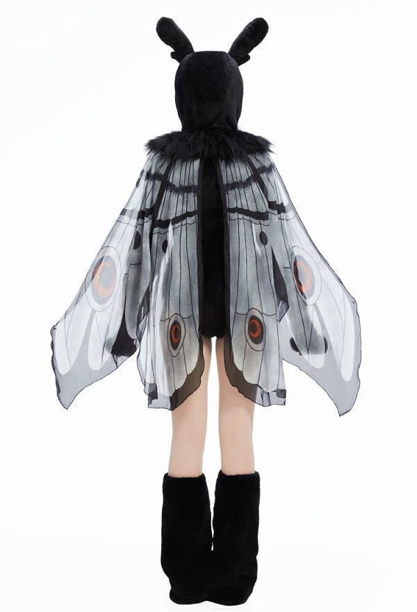 Halloween Mothman Hooded Bodysuit Dark Style Furry Bodysuit with Wings and Collar