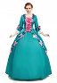 Robe longue médiévale Pompadour en satin vert Robe vintage rococo Robe décorée de nœuds