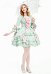 Medieval Pompadour Vestido Corto vintage rococó verde menta con decoración de lazo.
