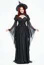 Halloween Vintage Witch Dress Gothic Witch Black Dress with Top and Hat
