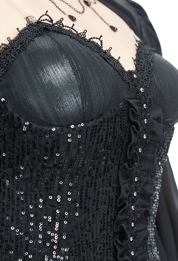 Halloween Vintage Witch Dress Gothic Witch Black Dress with Top and Hat