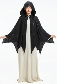 Halloween Cape à capuche en forme de chauve-souris Cape tricotée rétro Renaissance