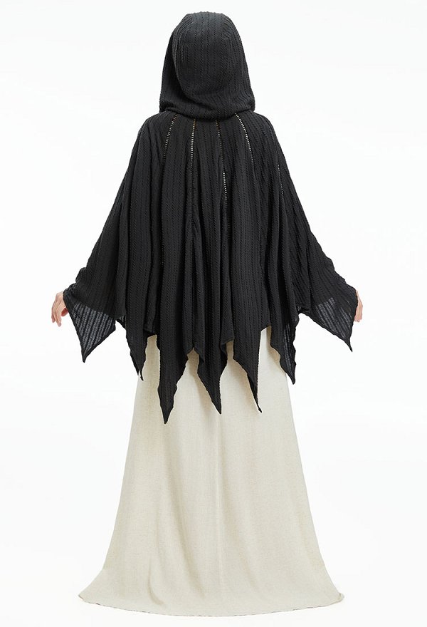 Halloween Cape à capuche en forme de chauve-souris Cape tricotée rétro Renaissance