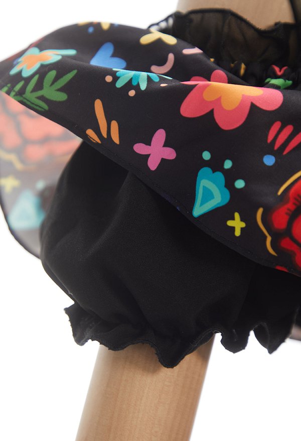 Day of the Dead Floral Print Dress Halloween Zombie Bride Spaghetti Strap Dress with Headband and Gloves