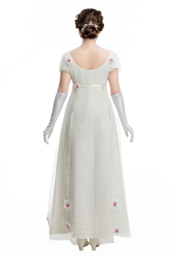 Princesa Emma Woodhouse Medieval Renacentista Elegante Vestido Largo Imperial de Empire waist con Guantes Princesa Emma Woodhouse Medieval Renacentista Elegante Vestido Largo Imperial de Empire waist con Guantes