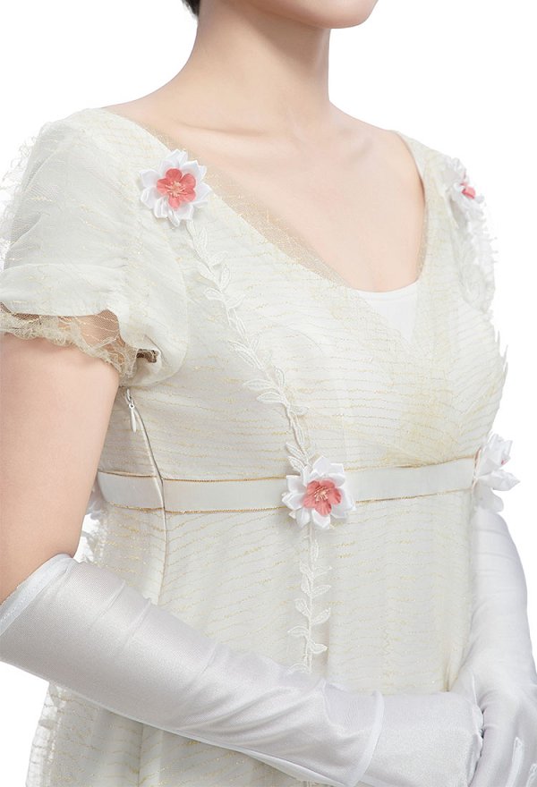 Princesa Emma Woodhouse Medieval Renacentista Elegante Vestido Largo Imperial de Empire waist con Guantes Princesa Emma Woodhouse Medieval Renacentista Elegante Vestido Largo Imperial de Empire waist con Guantes