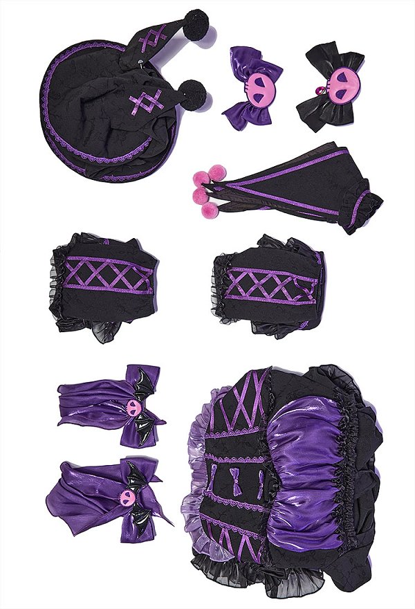 Anime Muñeca Derivada Halloween Bruja Disfraz Set Gothic Lolita Vestido con Capa y Sombrero