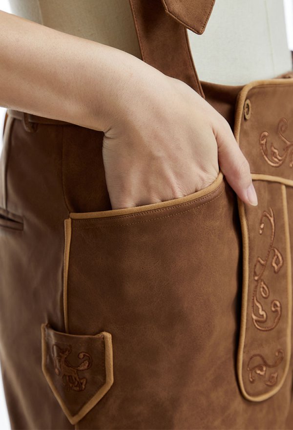 Cosplay Traje Oktoberfest Estilo Retro Pantalones de Tirantes con Bordados y Tirantes