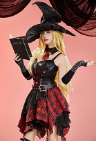 Libro de la Muerte Misa Derivada Halloween Bruja Cosplay Disfraz Chaleco de Tirantes y Falda Irregular con Sombrero Libro de la Muerte Misa Derivada Halloween Bruja Cosplay Disfraz Chaleco de Tirantes y Falda Irregular con Sombrero