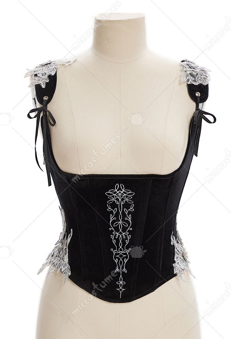 Corset serré brodé Renaissance style médiéval rétro elfe