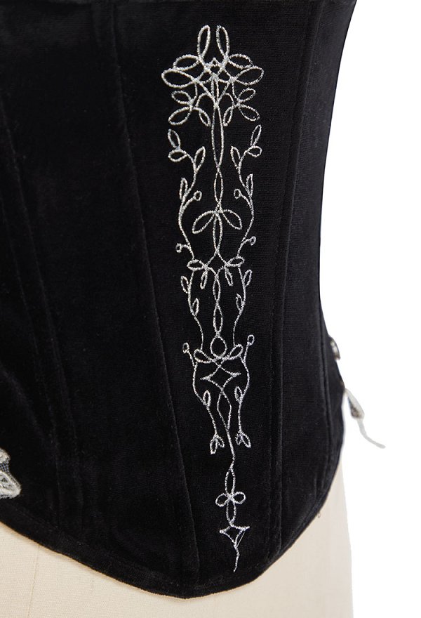 Corset serré brodé Renaissance style médiéval rétro elfe