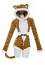 Combinaison sexy en peluche pour la maison avec capuche en fourrure imprimé tigre queue et ceinture