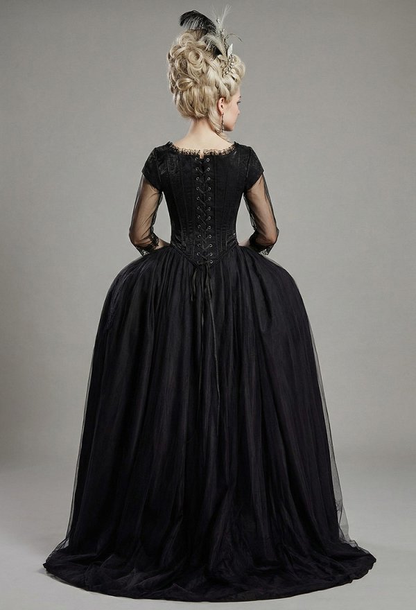 Vintage Marie Antoinette Queen Cosplay Disfraz Top y falda elástica con máscara para los ojos