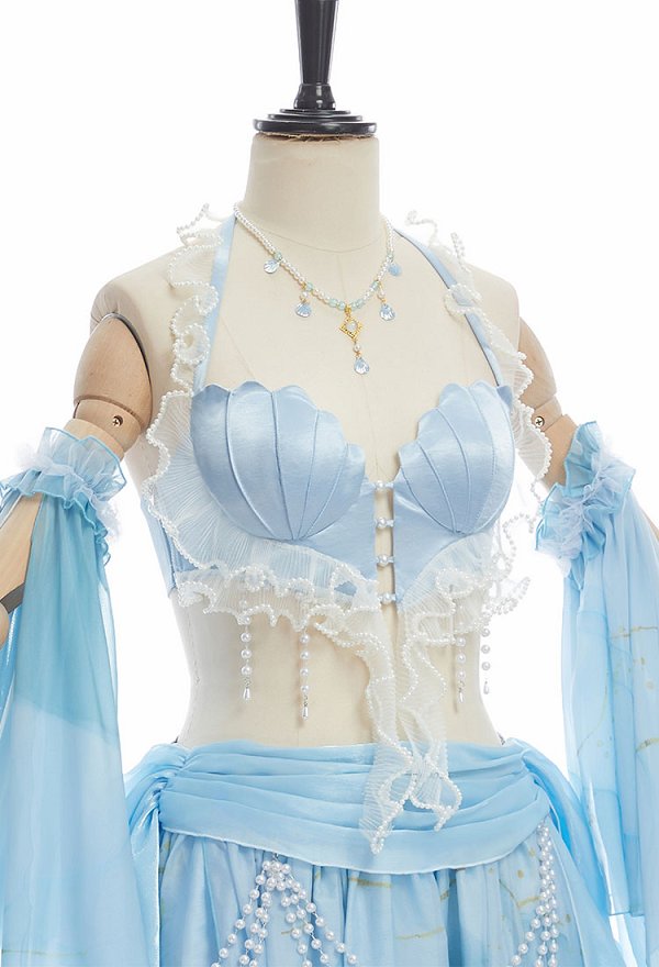 Daizbella Traje medieval renacentista Disfraz de sirena Top y falda con mangas y cadena en la cintura Daizbella Traje medieval renacentista Disfraz de sirena Top y falda con mangas y cadena en la cintura