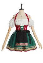 Tenue pour l'Oktoberfest Costume allemand Robe dirndl courte avec tablier