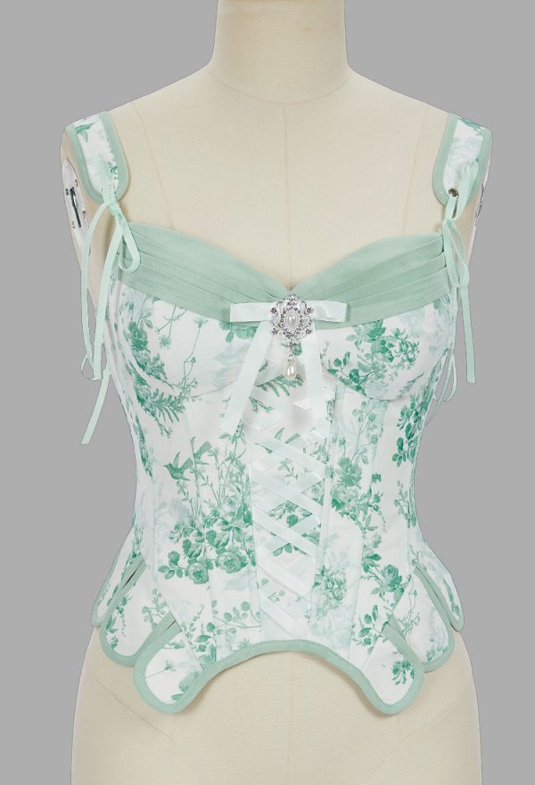 Daizbella Corsé renacentista con corpiño y estampado floral retro medieval Daizbella Corsé renacentista con corpiño y estampado floral retro medieval
