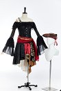 Halloween Female Pirate Outfit Off-the-shoulder Blouse and Irregular Skirt with Belt and Hat