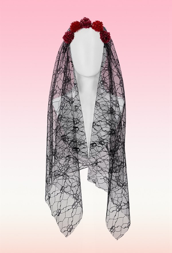 Día del cráneo de azúcar muerto impresión floral vestido conjunto de Halloween Zombie novia corset sin tiras y falda con velo