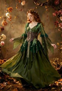 Daizbella Estilo medieval retro Dryad Elf Dress V-neck Vestido irregular con corsé y broche