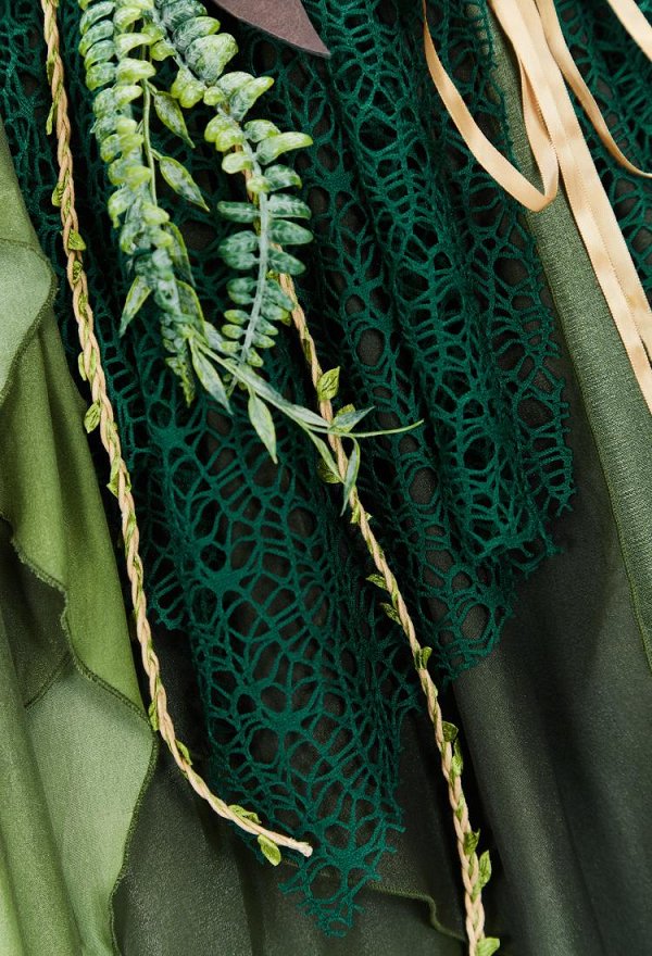 Daizbella Estilo medieval retro Dryad Elf Dress V-neck Vestido irregular con corsé y broche Daizbella Estilo medieval retro Dryad Elf Dress V-neck Vestido irregular con corsé y broche
