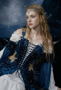 Daizbella Medieval Renaissance Elf Style Blue Velvet Dress with Sleeves