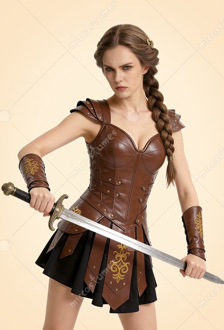 Vestido de corset de gladiador femenino romano antiguo vestido de guerrero con pulseras y guantes