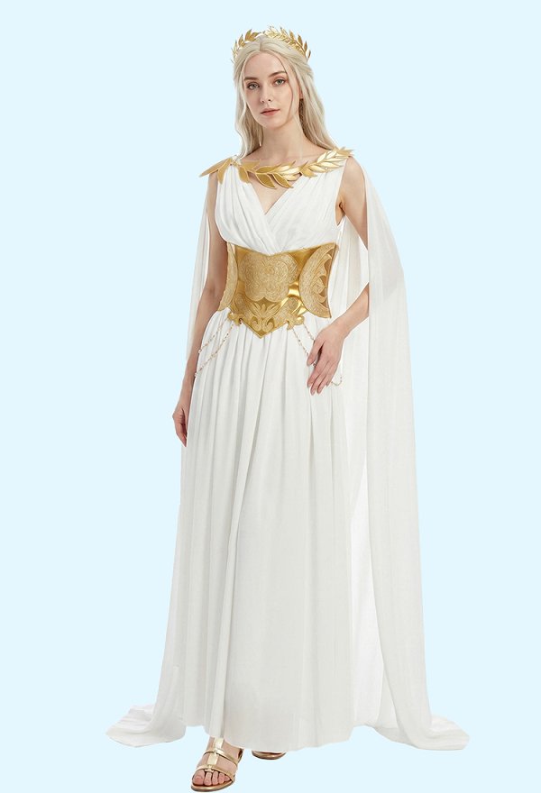 Greek Goddess Dress Sleeveless Chiffon Dress with Cape and Corset