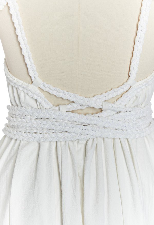 Diosa griega vestido largo vestido de cuerda trenzada minimalista con cinturón