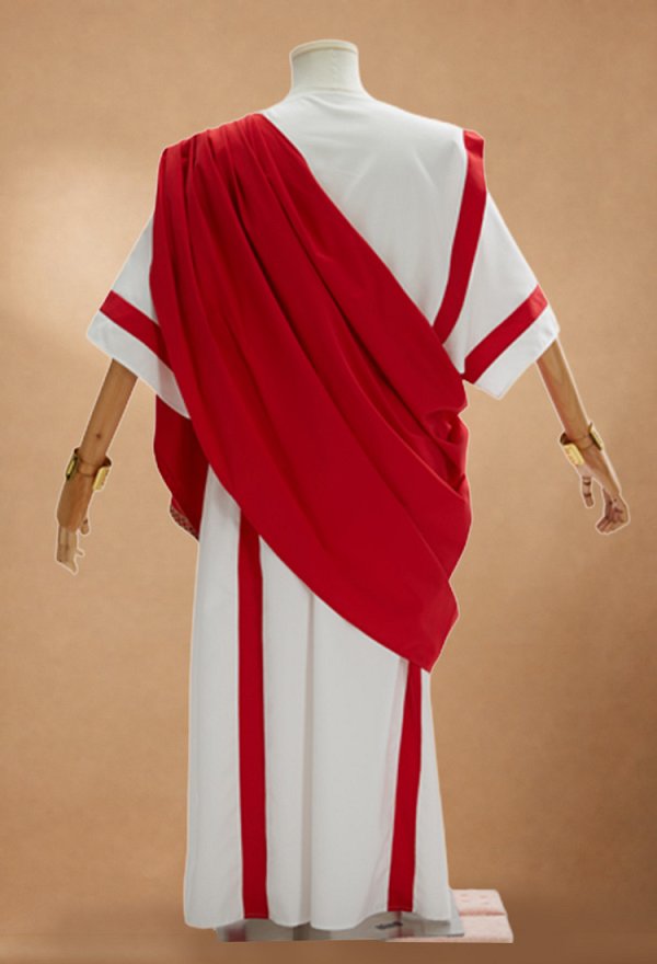 Men's Ancient Roman Toga Greek Deity Costume Robe with Drape and Brooch