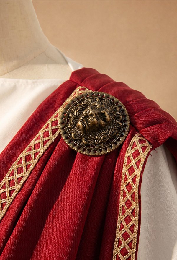 Men's Ancient Roman Toga Greek Deity Costume Robe with Drape and Brooch