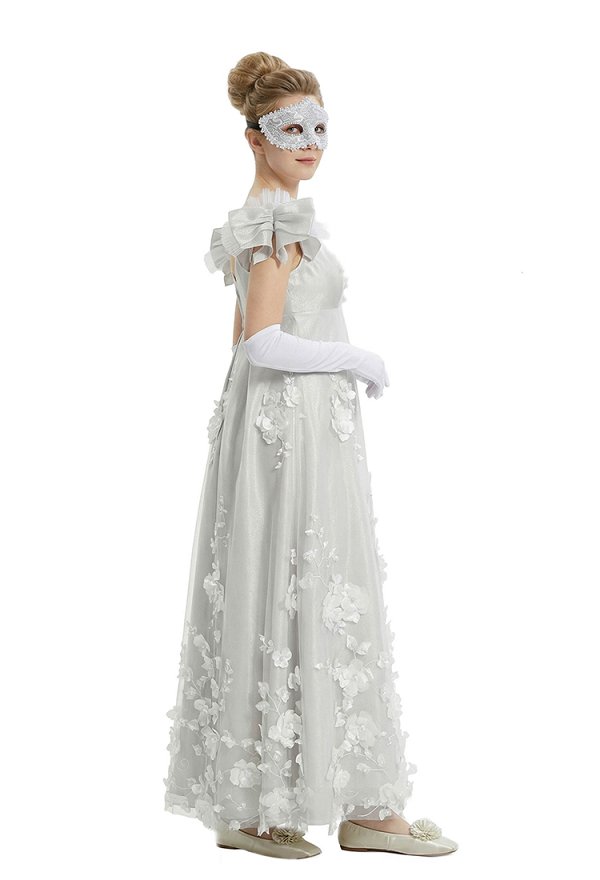 Regency-era Ball Gown Dress with Mask and Gloves