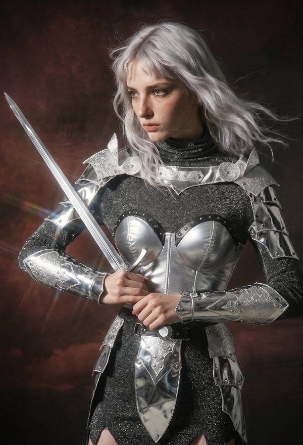 Daizbella Medieval Chainmail Mujer Guerrero Traje Irregular Falda Interior Hombro Armadura y Corset