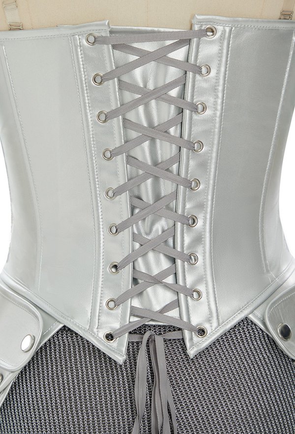 Daizbella Corset y Falda de Vestido de Guerrero Femenino Elegante de Cadena Medieval con Capucha y Guatera de Cuello