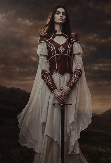 Daizbella Armadura de Cuero de Guerrero Femenino Medieval con Guantes