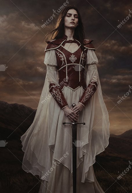 Daizbella Medieval Female Warrior Leather Armor with Gauntlets