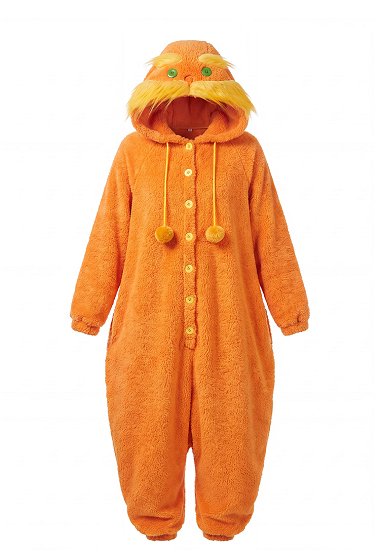 Mono de Felpa Naranja de The Lorax de Halloween para Estar en Casa con Capucha