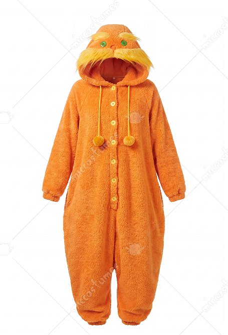 Mono de Felpa Naranja de The Lorax de Halloween para Estar en Casa con Capucha
