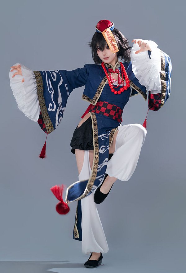 Ikezaki Misa Shinoshima Raise Kleid Cosplay Kostümkleid mit kurzer Jacke und Haremshose