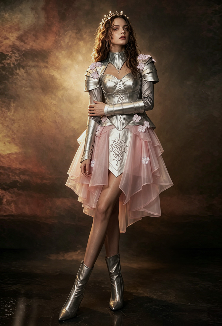 Daizbella Robe de Princesse Guerrière Fantastique Médiévale avec Corset Jupe et Gants