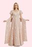 Regency-era Tea Party Dress Floral Embroidered High-waisted Dress with Shawl